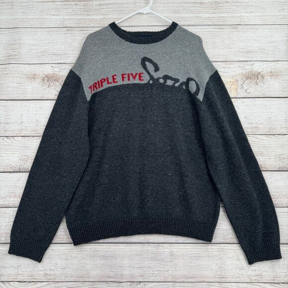 Vintage Y2K Triple Five Soul Crewneck Sweater Mens Large Gray Red Skate NYC - Picture 1 of 8